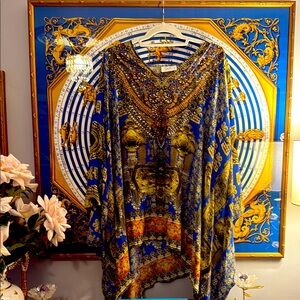 Camilla Royal Blue and Gold Embellished Dress